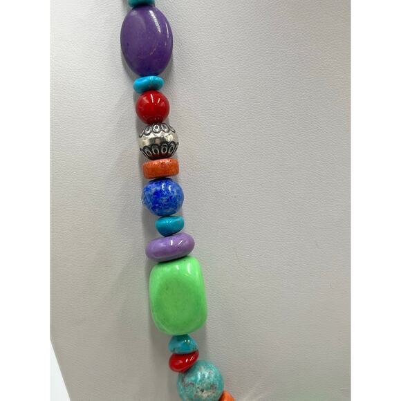 American West Jewelry by Carolyn Pollack Multi Gemstone Beaded Sterling Necklace - Picture 3 of 15